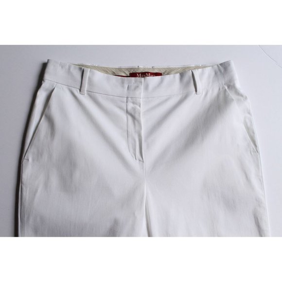 Max Mara Studio Armilla Cotton Gabardine Trousers White Size US 6 - Picture 6 of 11